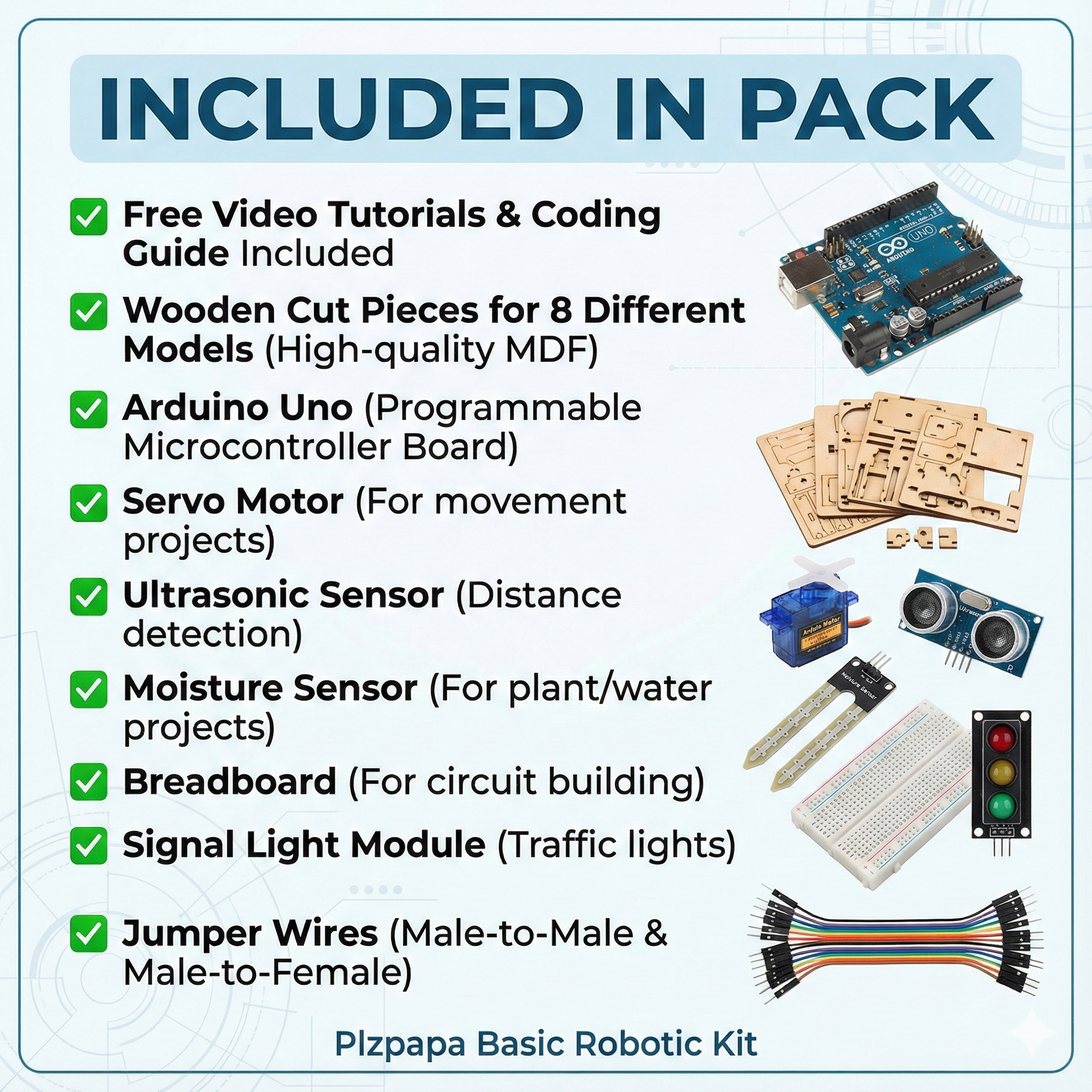 Plzpapa Ultimate Basic Robotic Kit | Arduino STEM Project | With Video Tutorials