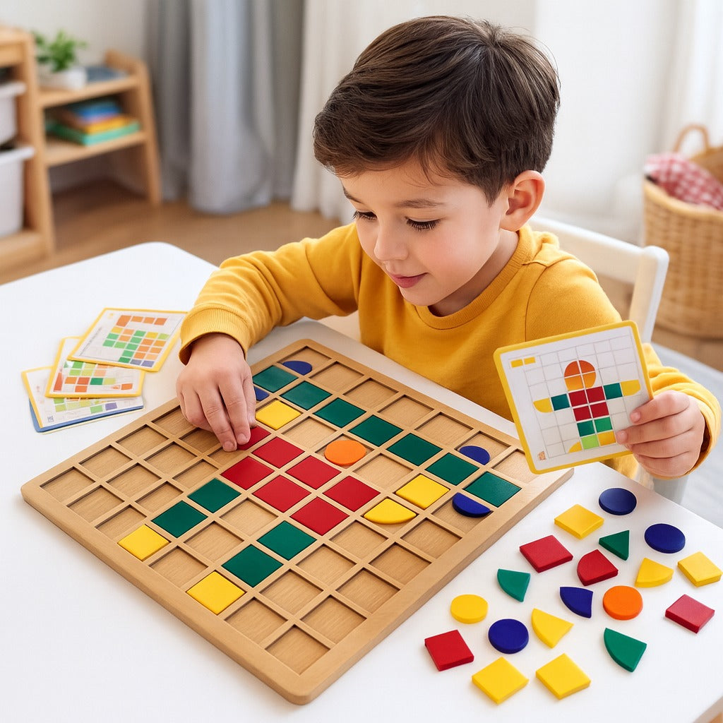 Geometric Shape Mosaic Puzzle Set – 45 Designs, 200+ Colorful Blocks [MF-147]