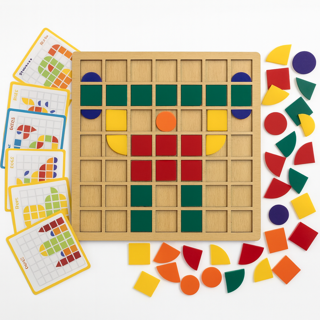 Geometric Shape Mosaic Puzzle Set – 45 Designs, 200+ Colorful Blocks [MF-147]