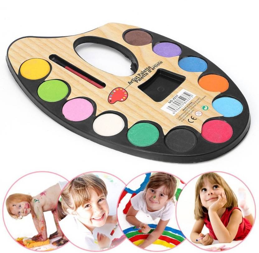 Pack of Kids Drawing & Painting Water Color Artist Color Palette of 12 Colors with Brush [ST-909]